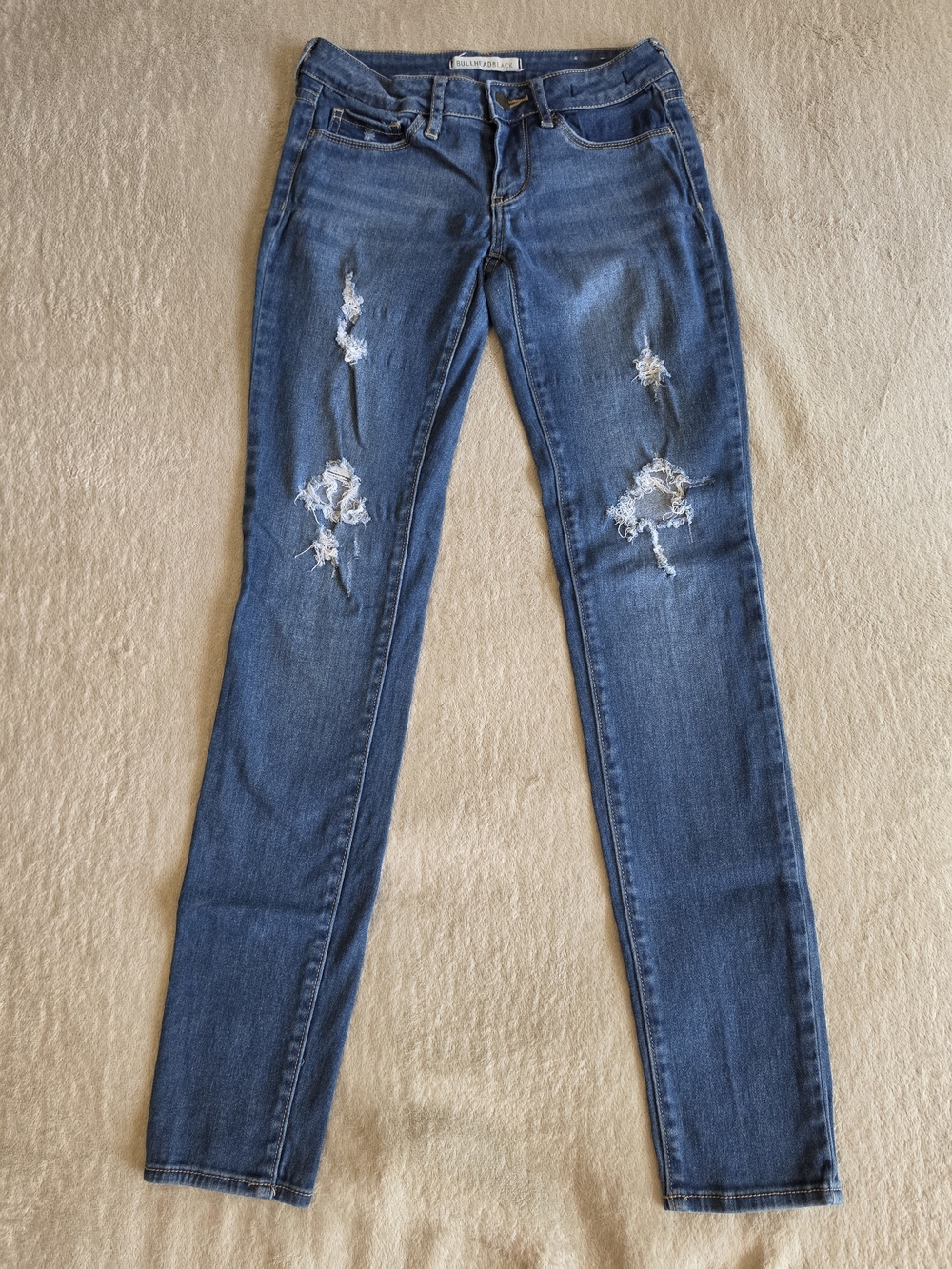 Bullhead Black Juniors Blue Distressed Stretch Jegging Jeans 5-Pocket Size:3